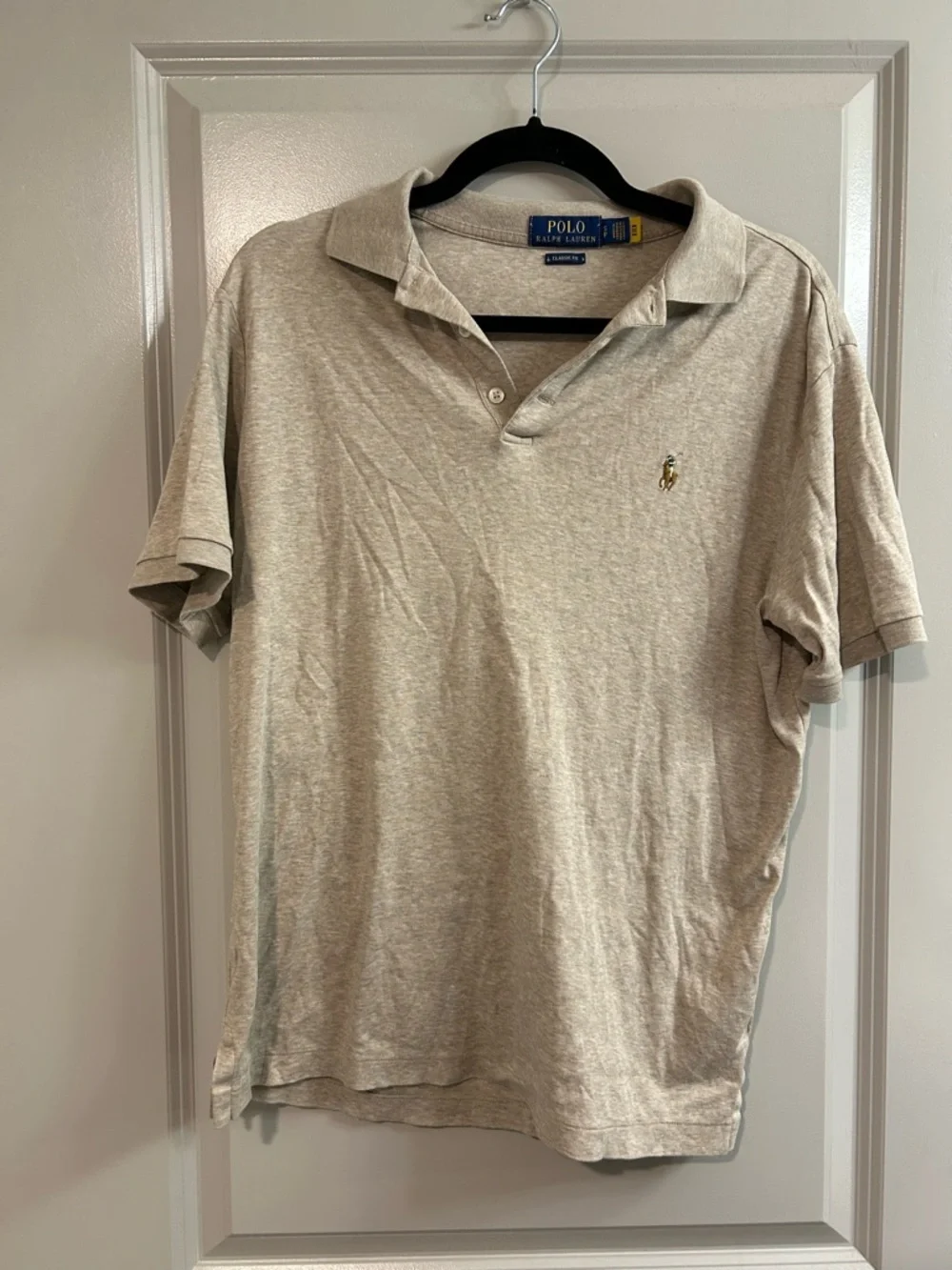 Polo by Ralph Lauren Men's Beige Heather Cotton Soft Touch Polo Shirt